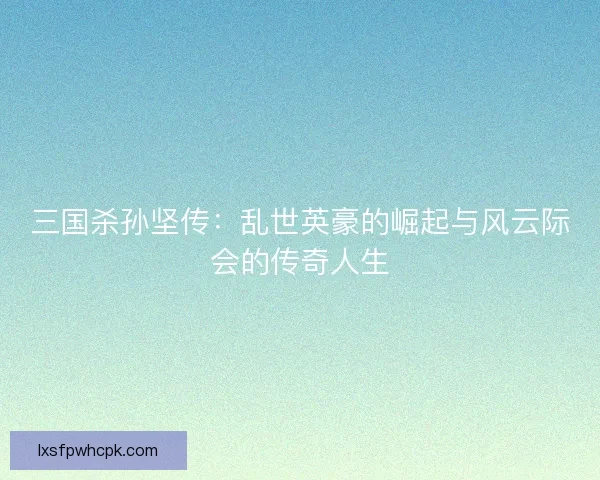三国杀孙坚传：乱世英豪的崛起与风云际会的传奇人生