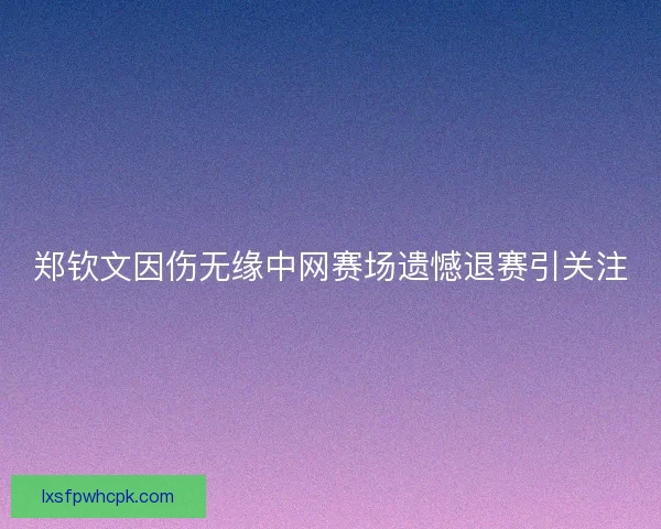 郑钦文因伤无缘中网赛场遗憾退赛引关注