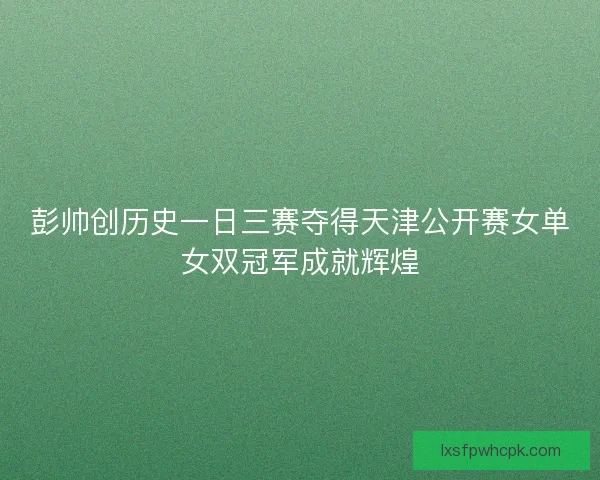 彭帅创历史一日三赛夺得天津公开赛女单女双冠军成就辉煌 彭帅创历史一日三赛夺得天津公开赛女单女双冠军成就辉煌